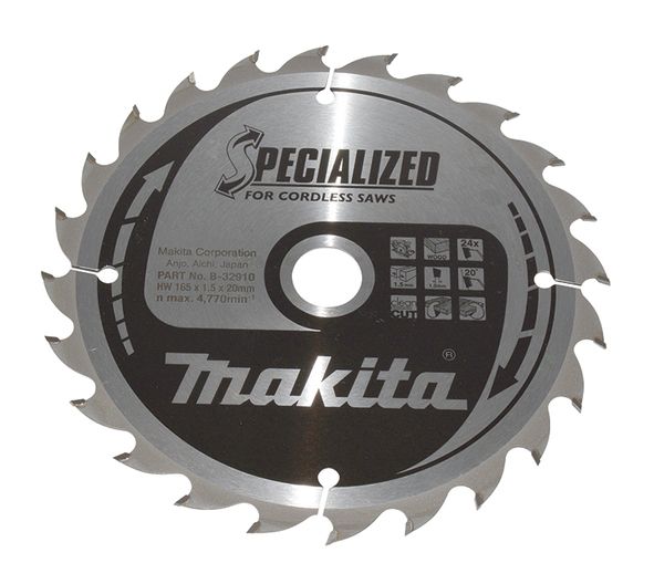 Makita SPECIALIZED lame de scie 165x20x24Z B 32910 Durchmesser: 165 mm Dicke:1 mm lame de scie