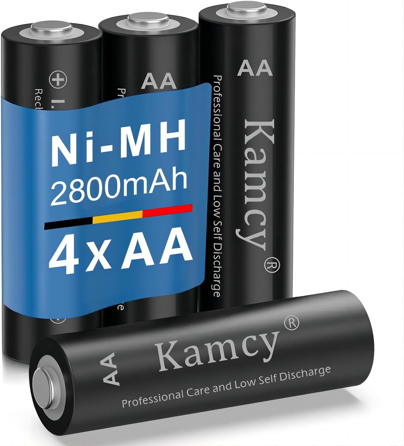 Piles Rechargeables AA - Lot de 4 Piles - Batteries AA LR6 Rechargeables 1,2V NiMH 2800 mAh - Pré-Chargées Haute capacité