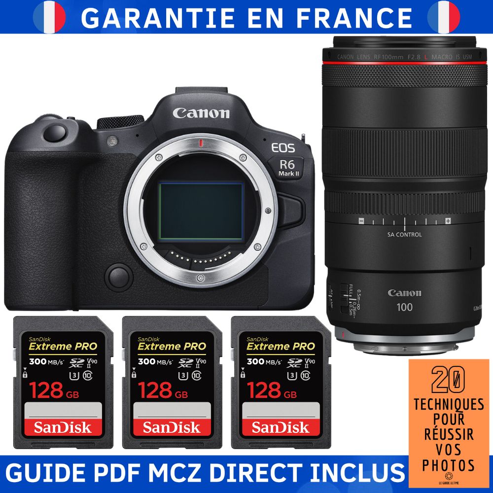 Canon EOS R6 Mark II + RF 100mm f2.8 Macro IS USM + 3 SanDisk Extreme PRO UHS II SDXC 300 MB/ + Guide PDF MCZ DIRECT '20 TECHNIQUES POUR RÉUSSIR VOS PHOTOS - vue 3