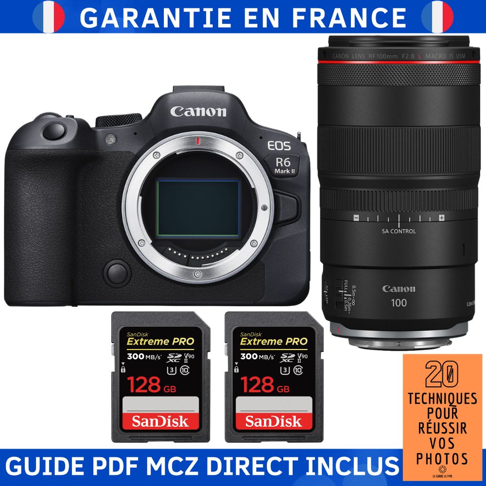 Canon EOS R6 Mark II + RF 100mm f2.8 Macro IS USM + 2 SanDisk Extreme PRO UHS II SDXC 300 MB/ + Guide PDF MCZ DIRECT '20 TECHNIQUES POUR RÉUSSIR VOS PHOTOS - vue 2