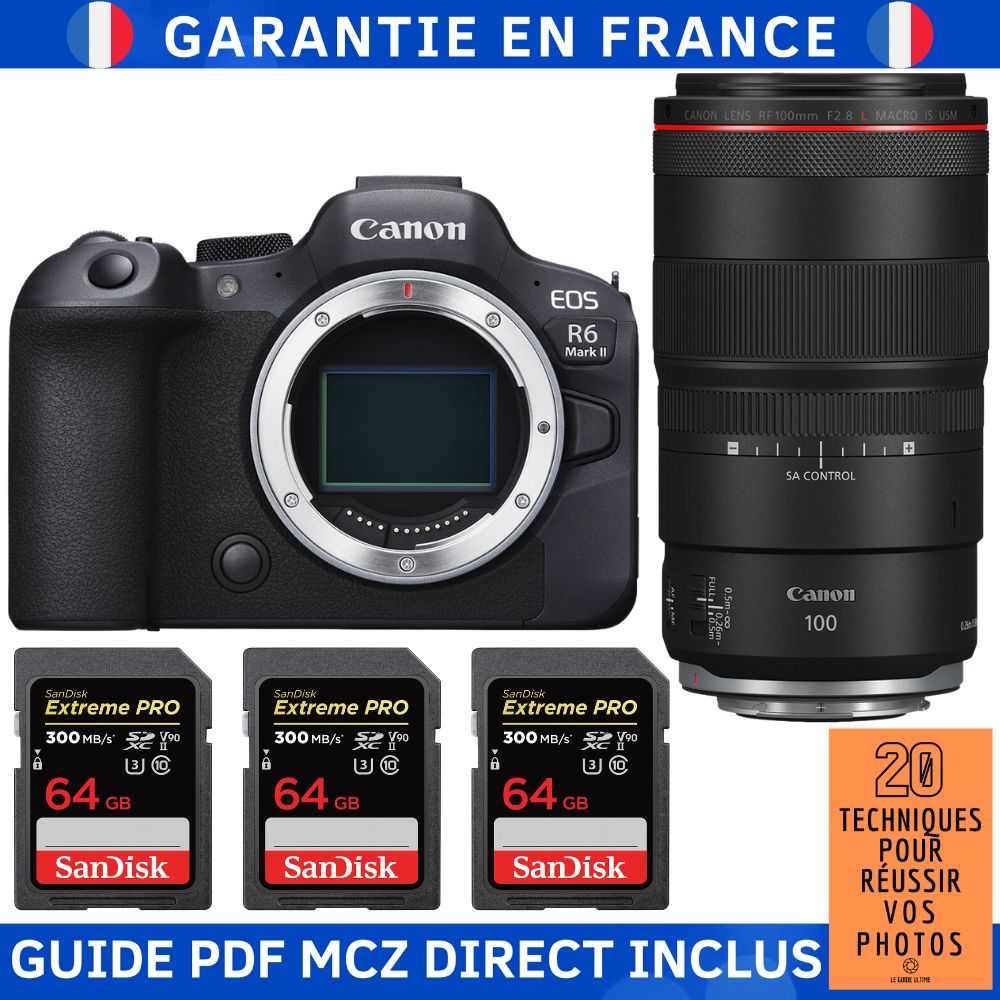 Canon EOS R6 Mark II + RF 100mm f2.8 Macro IS USM + 3 SanDisk Extreme PRO UHS II SDXC 300 MB/ + Guide PDF MCZ DIRECT '20 TECHNIQUES POUR RÉUSSIR VOS PHOTOS - vue 4