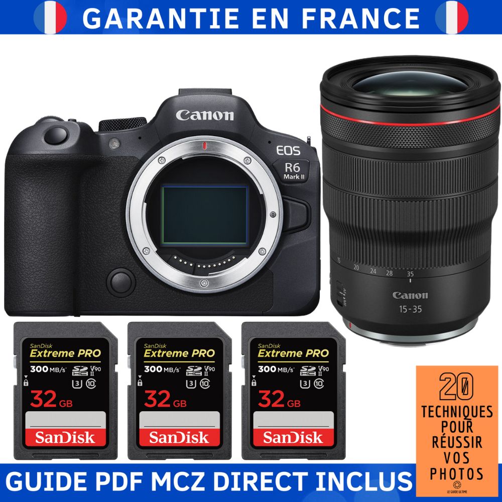 Canon EOS R6 Mark II + RF 15 35mm f2.8 IS USM + 3 SanDisk Extreme PRO UHS II SDXC 300 MB/ + Guide PDF MCZ DIRECT '20 TECHNIQUES POUR RÉUSSIR VOS PHOTOS - vue 3