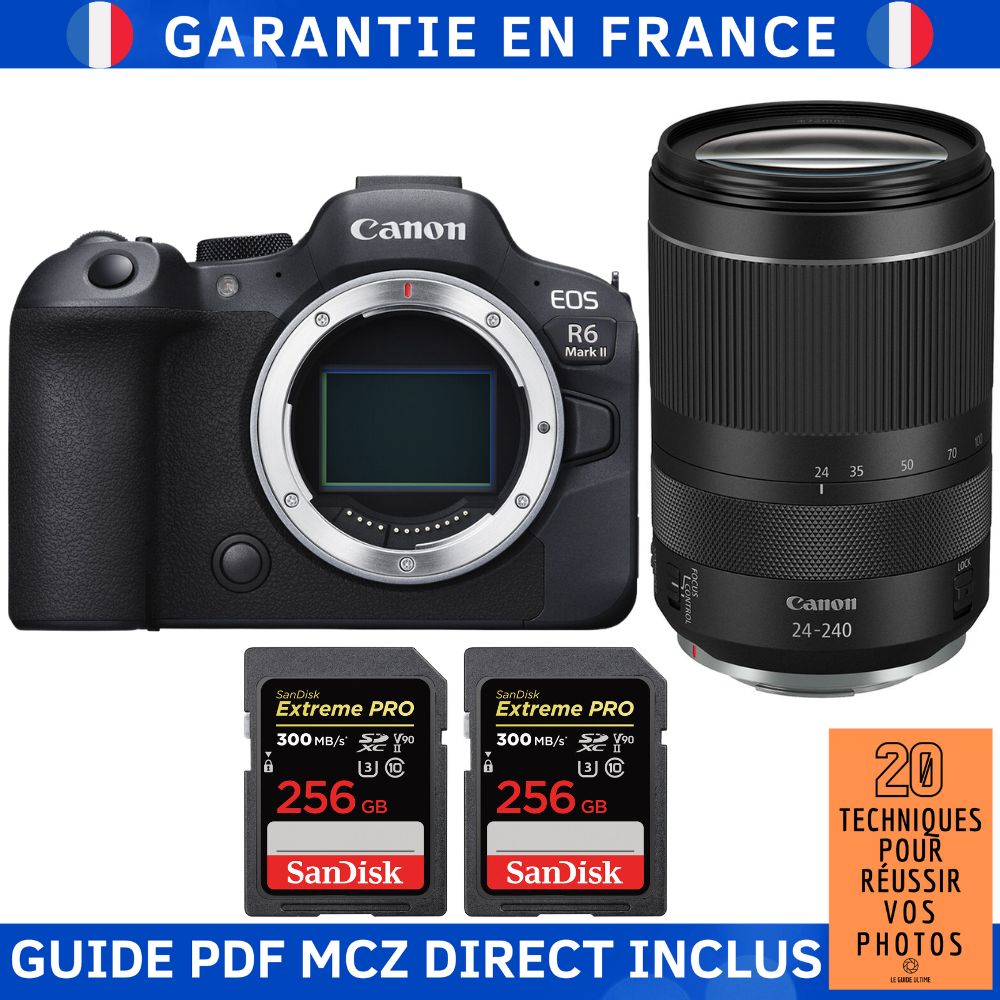 Canon EOS R6 Mark II + RF 24 240mm f4 6.3 IS USM + 2 SanDisk Extreme PRO UHS II SDXC 300 MB/ + Guide PDF MCZ DIRECT '20 TECHNIQUES POUR RÉUSSIR VOS PHOTOS - vue 3