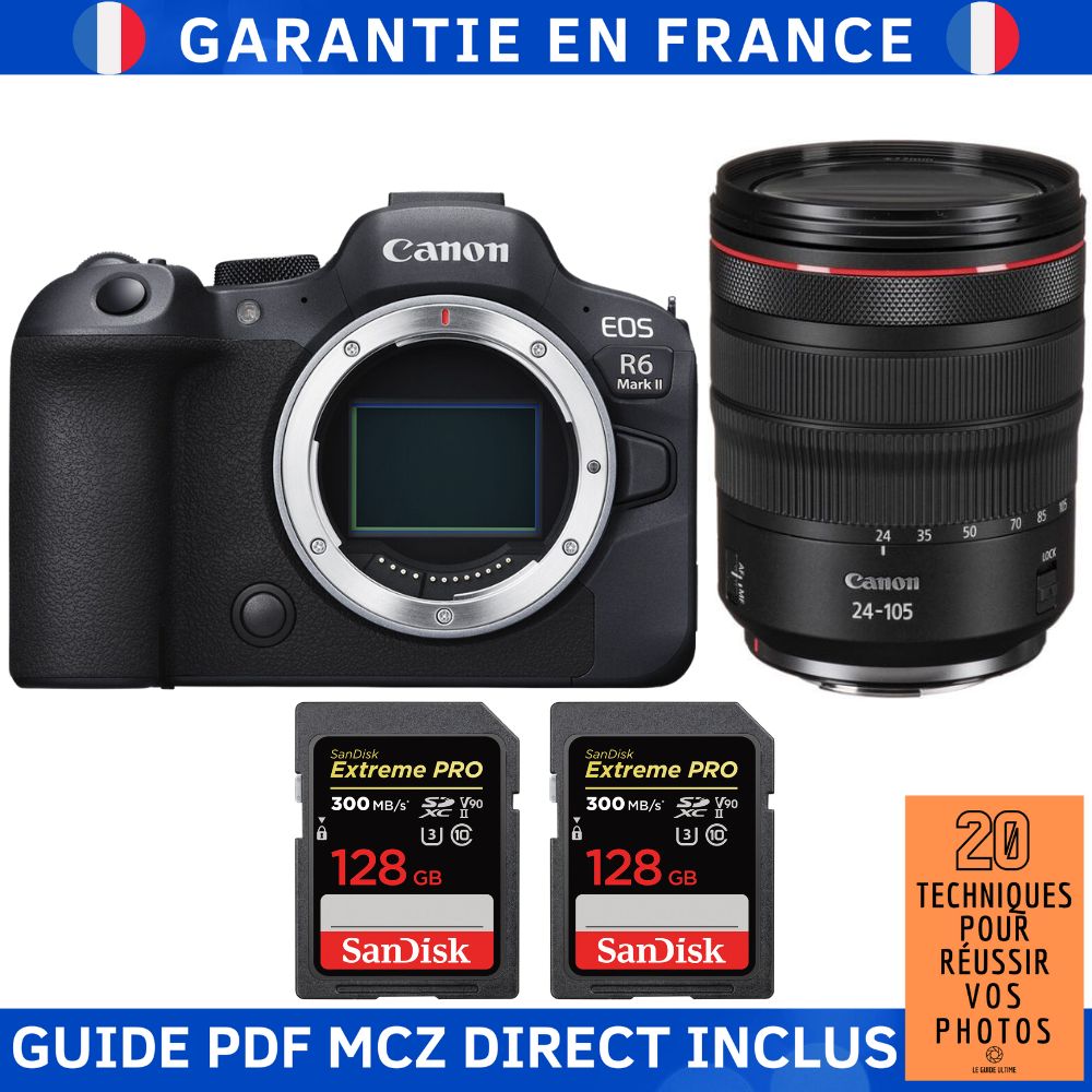 Canon EOS R6 Mark II + RF 24 105mm f4 IS USM + 2 SanDisk Extreme PRO UHS II SDXC 300 MB/ + Guide PDF MCZ DIRECT '20 TECHNIQUES POUR RÉUSSIR VOS PHOTOS - vue 2