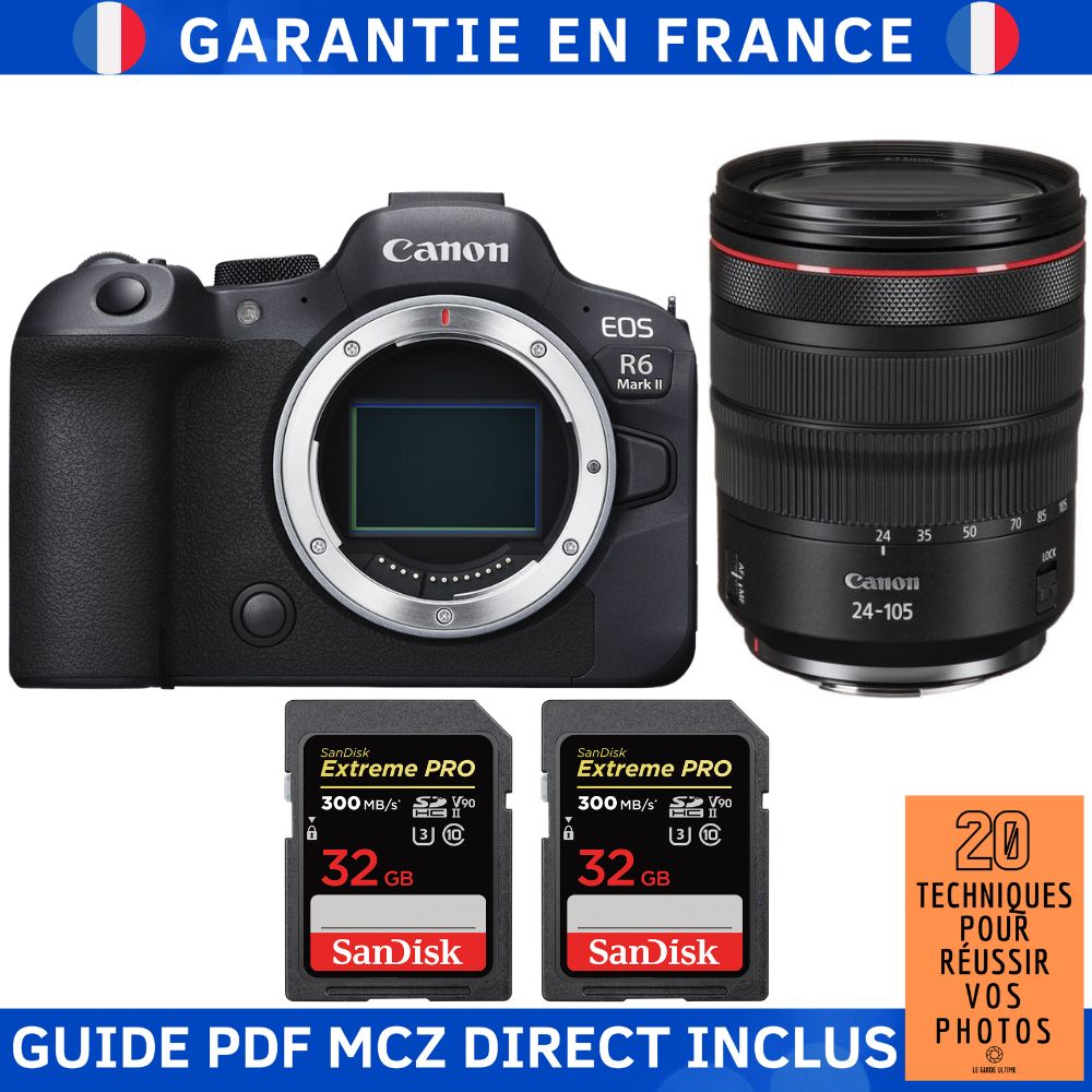 Canon EOS R6 Mark II + RF 24 105mm f4 IS USM + 2 SanDisk Extreme PRO UHS II SDXC 300 MB/ + Guide PDF MCZ DIRECT '20 TECHNIQUES POUR RÉUSSIR VOS PHOTOS - vue 3