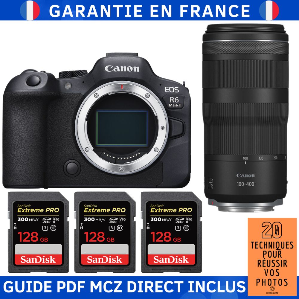 Canon EOS R6 Mark II + RF 100 400mm f5.6 8 IS USM + 3 SanDisk Extreme PRO UHS II SDXC 300 MB/ + Guide PDF MCZ DIRECT '20 TECHNIQUES POUR RÉUSSIR VOS PHOTOS - vue 3