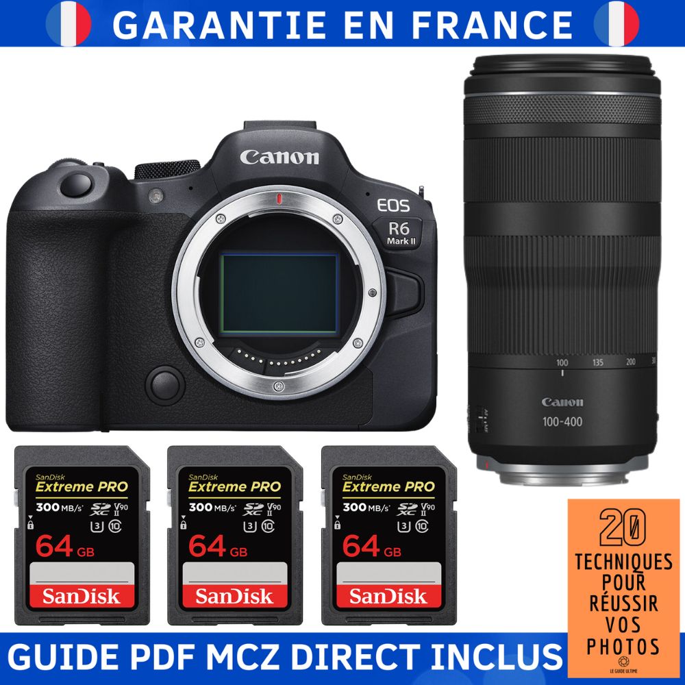 Canon EOS R6 Mark II + RF 100 400mm f5.6 8 IS USM + 3 SanDisk Extreme PRO UHS II SDXC 300 MB/ + Guide PDF MCZ DIRECT '20 TECHNIQUES POUR RÉUSSIR VOS PHOTOS - vue 2