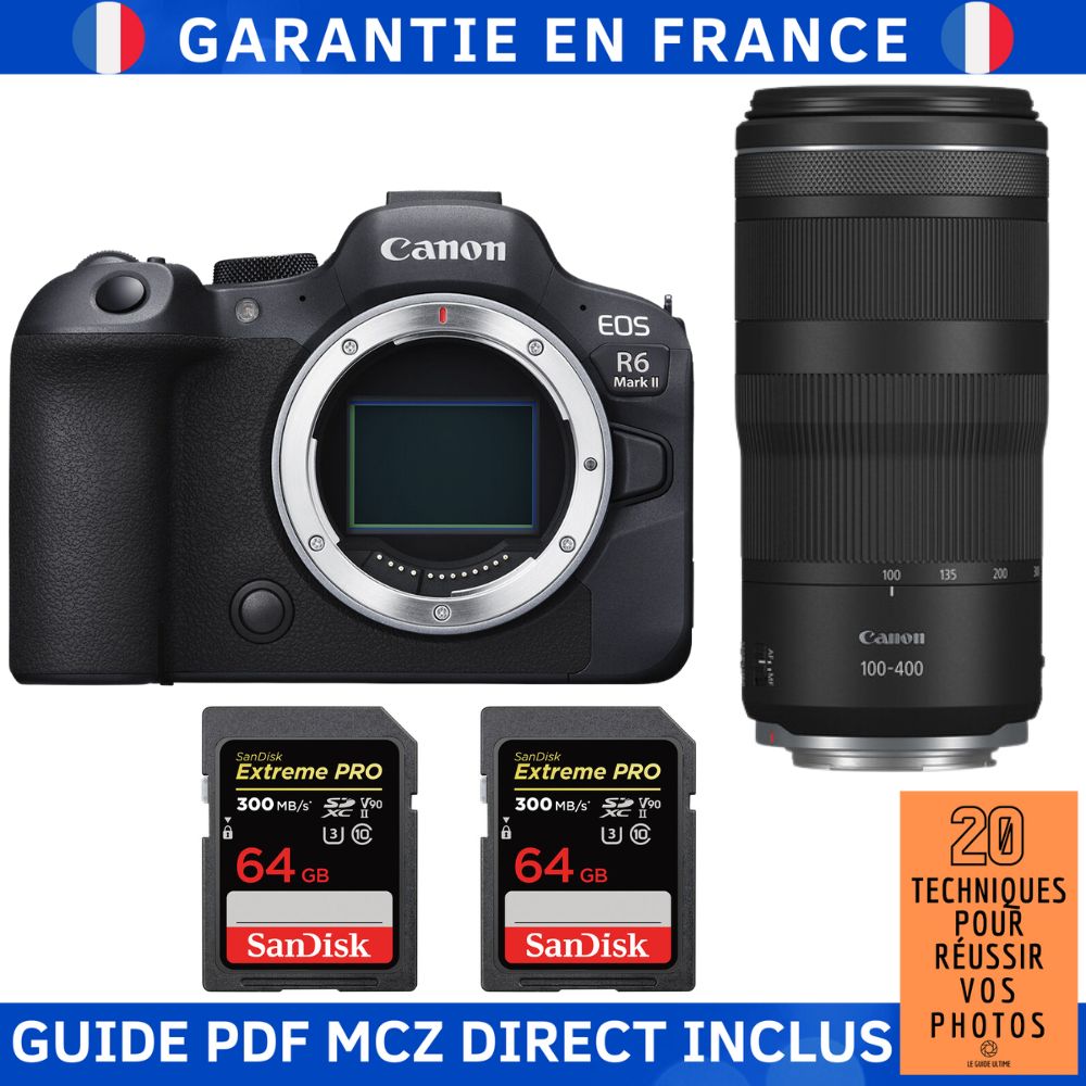 Canon EOS R6 Mark II + RF 100 400mm f5.6 8 IS USM + 2 SanDisk Extreme PRO UHS II SDXC 300 MB/ + Guide PDF MCZ DIRECT '20 TECHNIQUES POUR RÉUSSIR VOS PHOTOS - vue 3