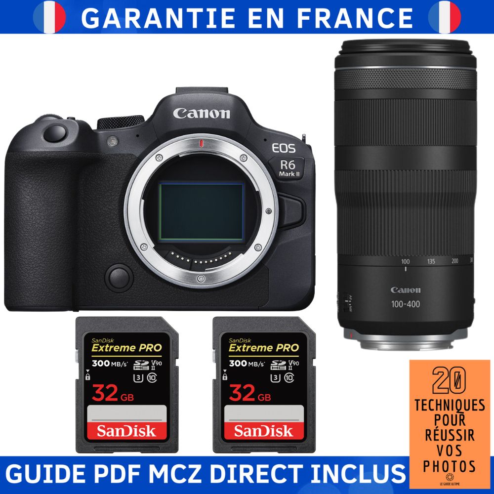 Canon EOS R6 Mark II + RF 100 400mm f5.6 8 IS USM + 2 SanDisk Extreme PRO UHS II SDXC 300 MB/ + Guide PDF MCZ DIRECT '20 TECHNIQUES POUR RÉUSSIR VOS PHOTOS - vue 2