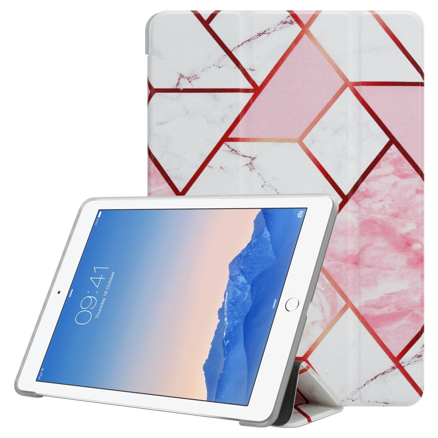 Cadorabo Housse Pour Tablette Compatible Avec Apple Ipad 2 / 3 / 4 - Design Marbre Blanc Rose - Étui De Protection Ultrafine En Silicone Tpu Flexible Avec Fonction De Support