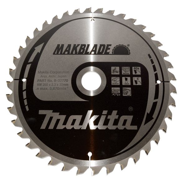 Makita MAKBLADE lame circulaire 260 x 30 x 2 3 mm 40 dents B 32770 pour bois - vue 2
