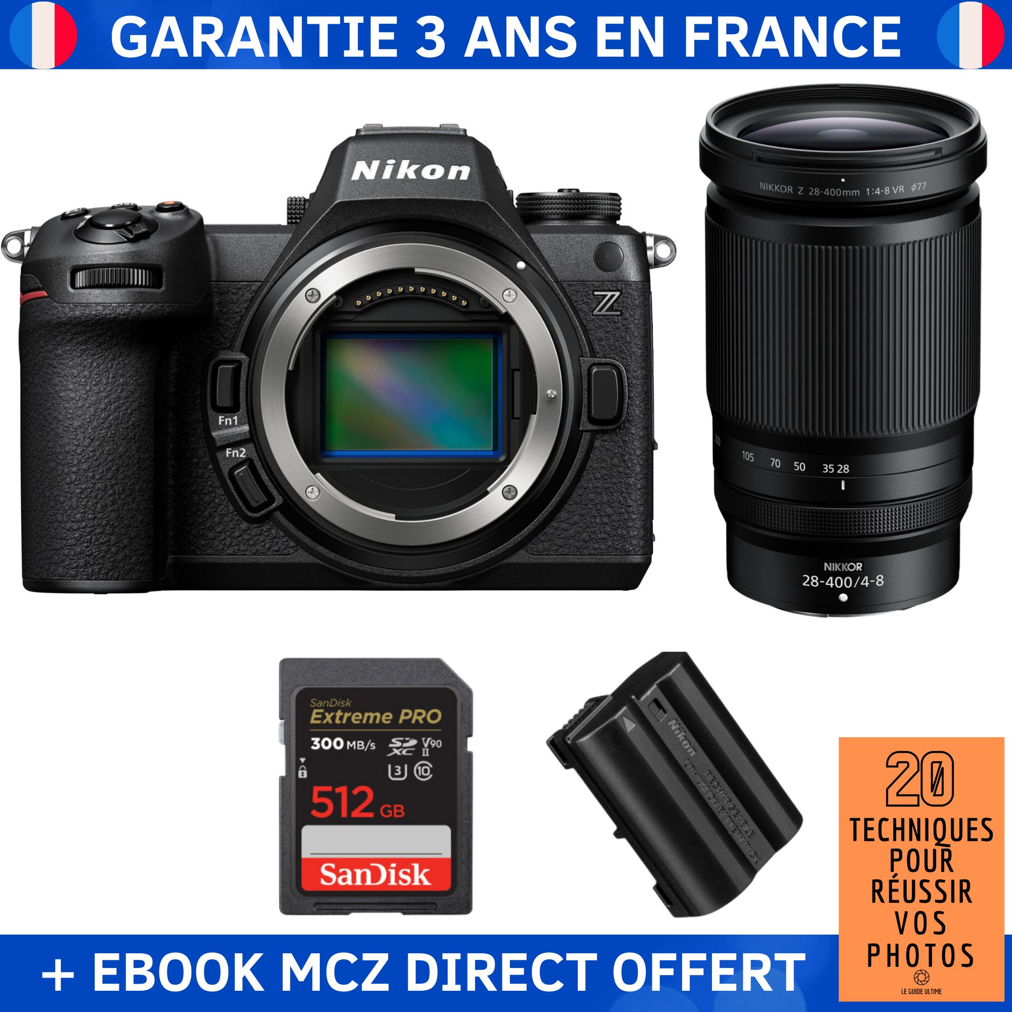 Nikon Z6 III + Z 28 400mm f4 8 VR + 1 SanDisk Extreme PRO UHS II SDXC 300 MB/ + 1 Nikon EN EL15c + Ebook '20 Techniques pour Réussir vos Photos' Appareil Photo Hybride Nikon - vue 2