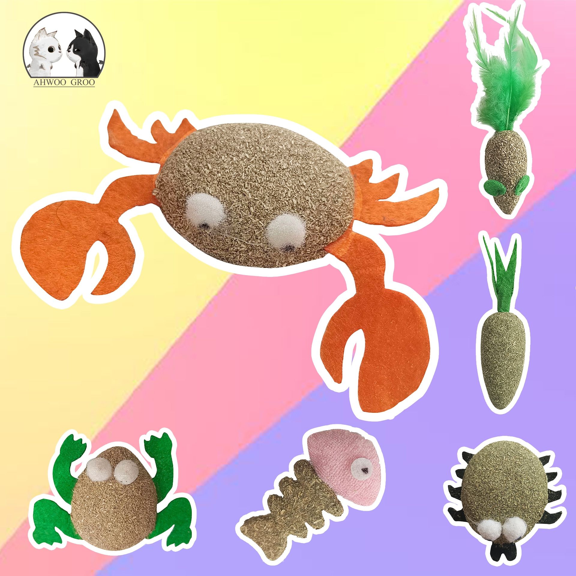 Cataire Chat Jouets Dessins Animés Balle Comestible Cataire Sécurité Chat Sain Menthe Molaire Dents Propres Jeu Pour Animaux De Compagnie