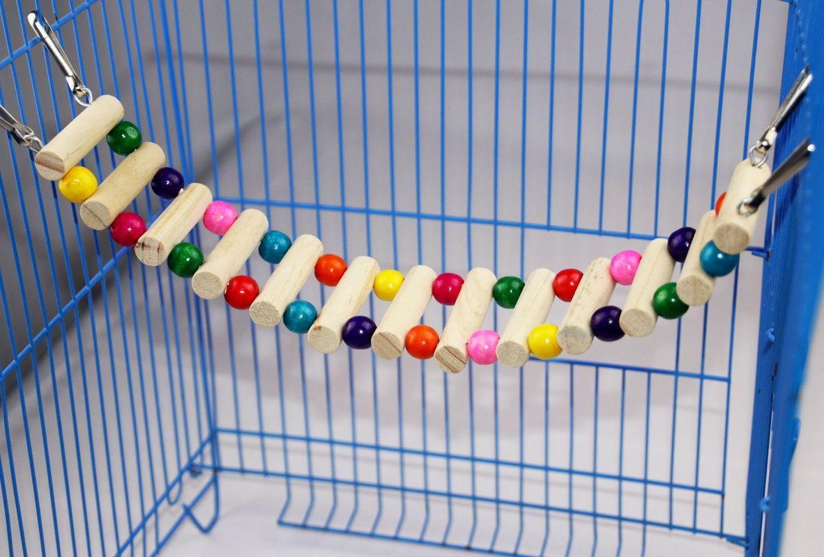 Perroquets D'échelle En Bois Naturel Pour Animaux De Compagnie Jouet Suspendu Oiseau Boules De Bois Naturel Coloré