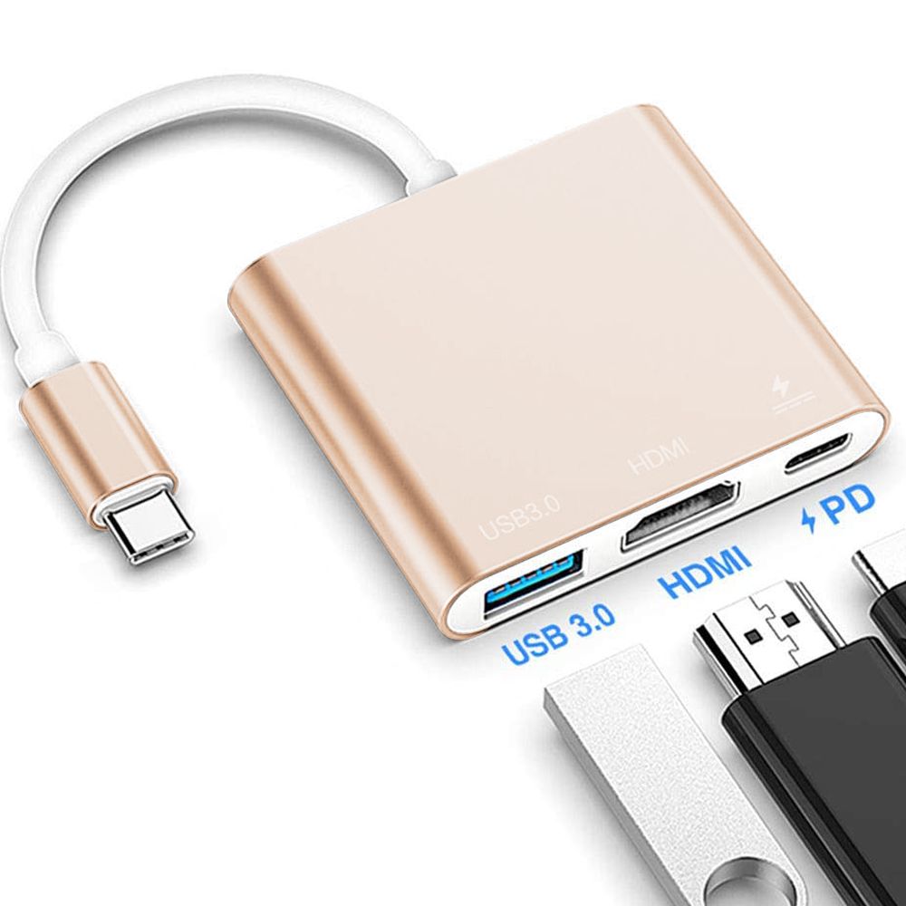 Adaptateur de type C, concentrateur USB 3.1 (compatible USB-C et port Thunderbolt 3) vers USB 3.0/HDMI/type C convertisseur d&#39;adaptateur de chargeur femelle pour MacBook, Google Chromebook Ect