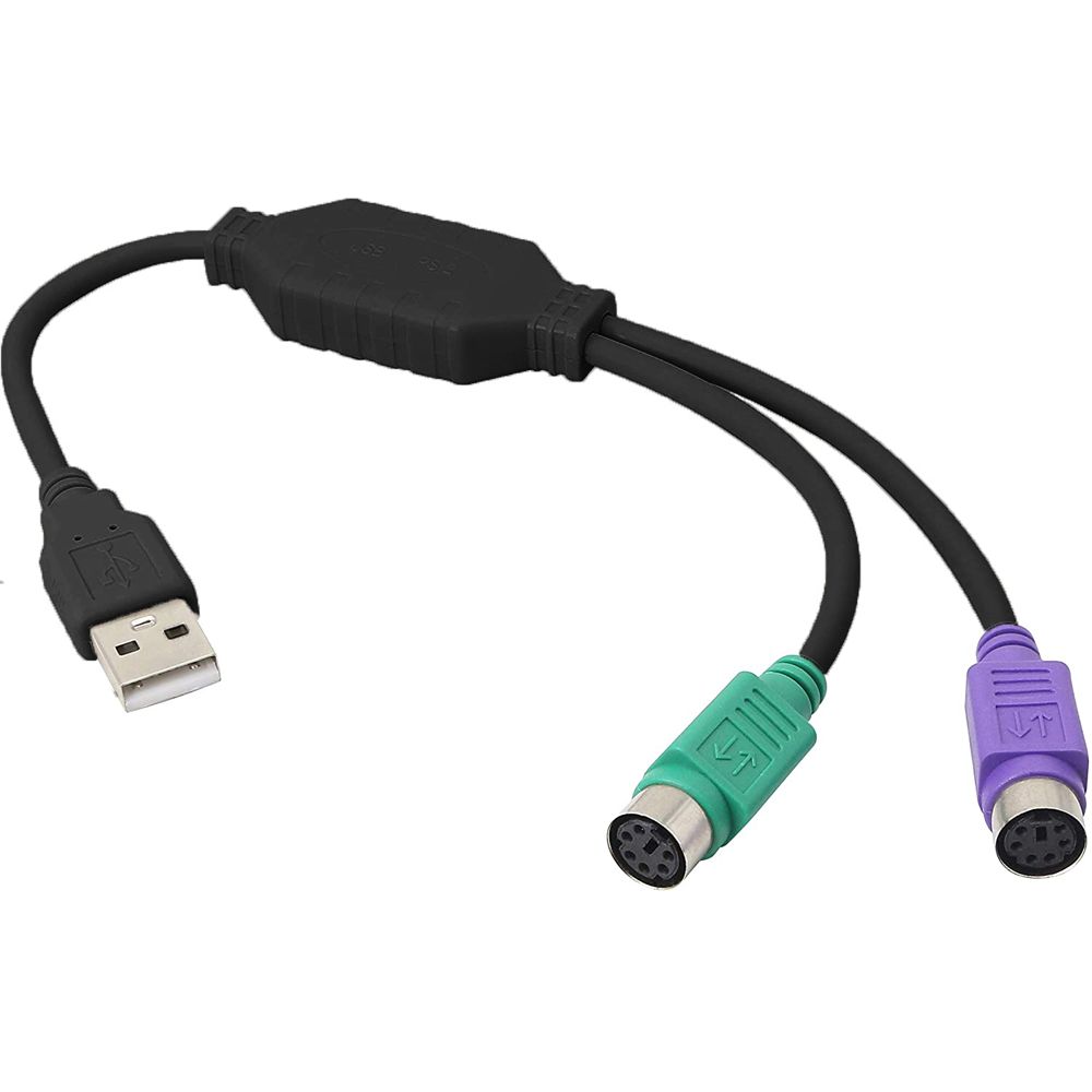Adaptateur de cordon de câble USB PS2 pour clavier et souris avec interface PS/2, contrôleur USB intégré et prise en charge du port PS2 du commutateur KVM