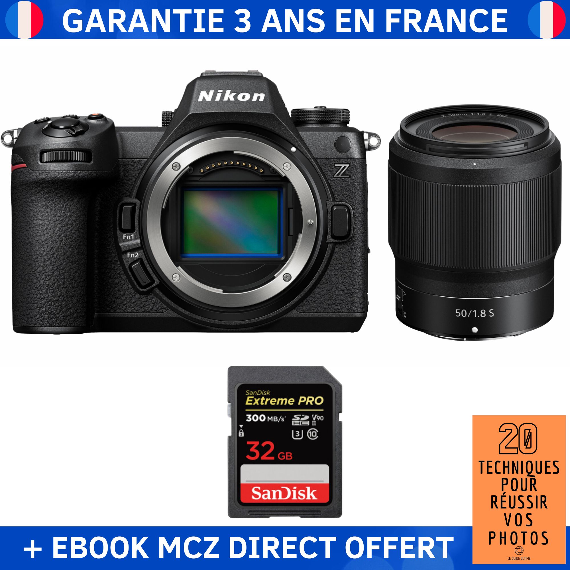 Nikon Z6 III + Z 50mm f1.8 + 1 SanDisk Extreme PRO UHS II SDXC 300 MB/ + Ebook '20 Techniques pour Réussir vos Photos' Appareil Photo Hybride Nikon