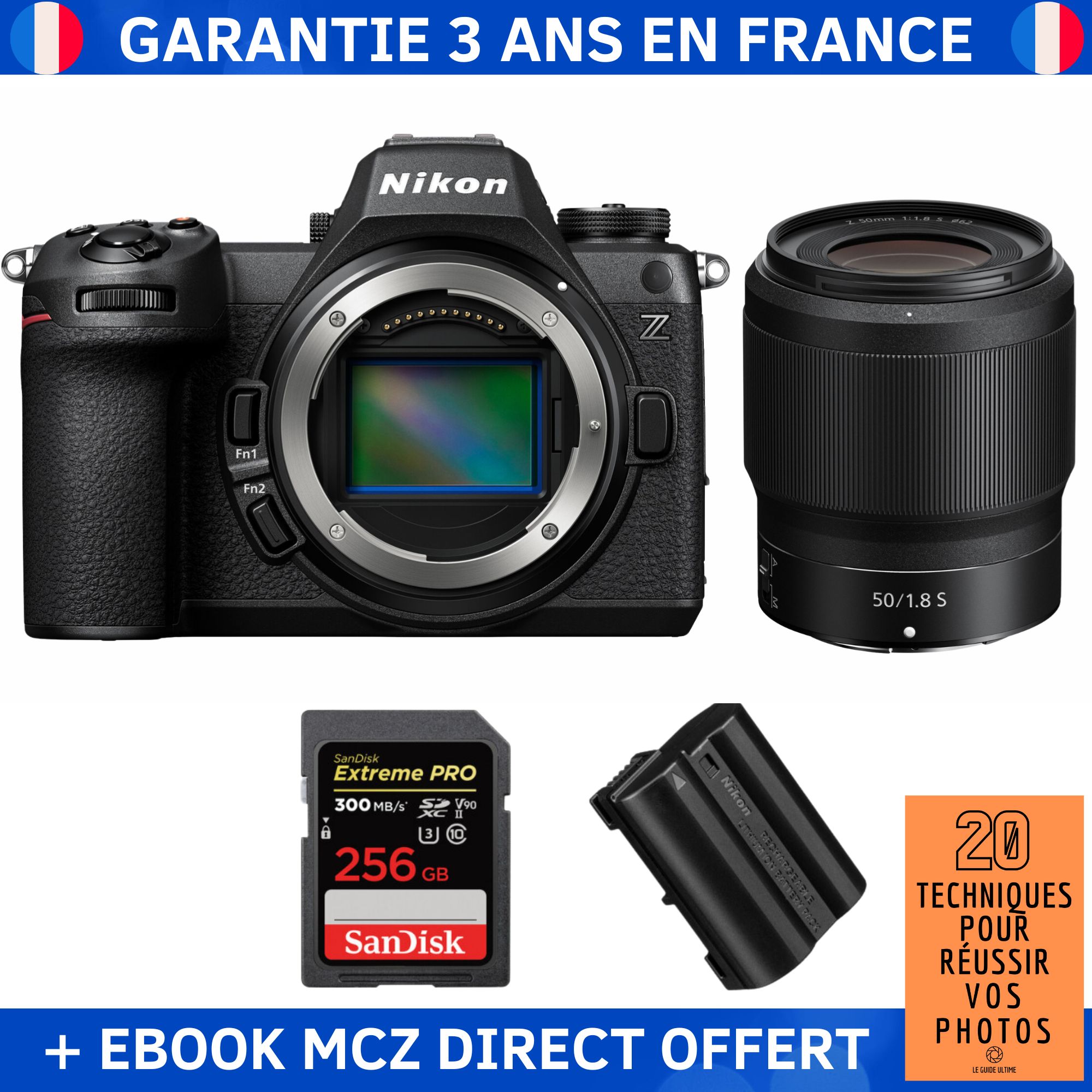 Nikon Z6 III + Z 50mm f1.8 + 1 SanDisk Extreme PRO UHS II SDXC 300 MB/ + 1 Nikon EN EL15c + Ebook '20 Techniques pour Réussir vos Photos' Appareil Photo Hybride Nikon - vue 2