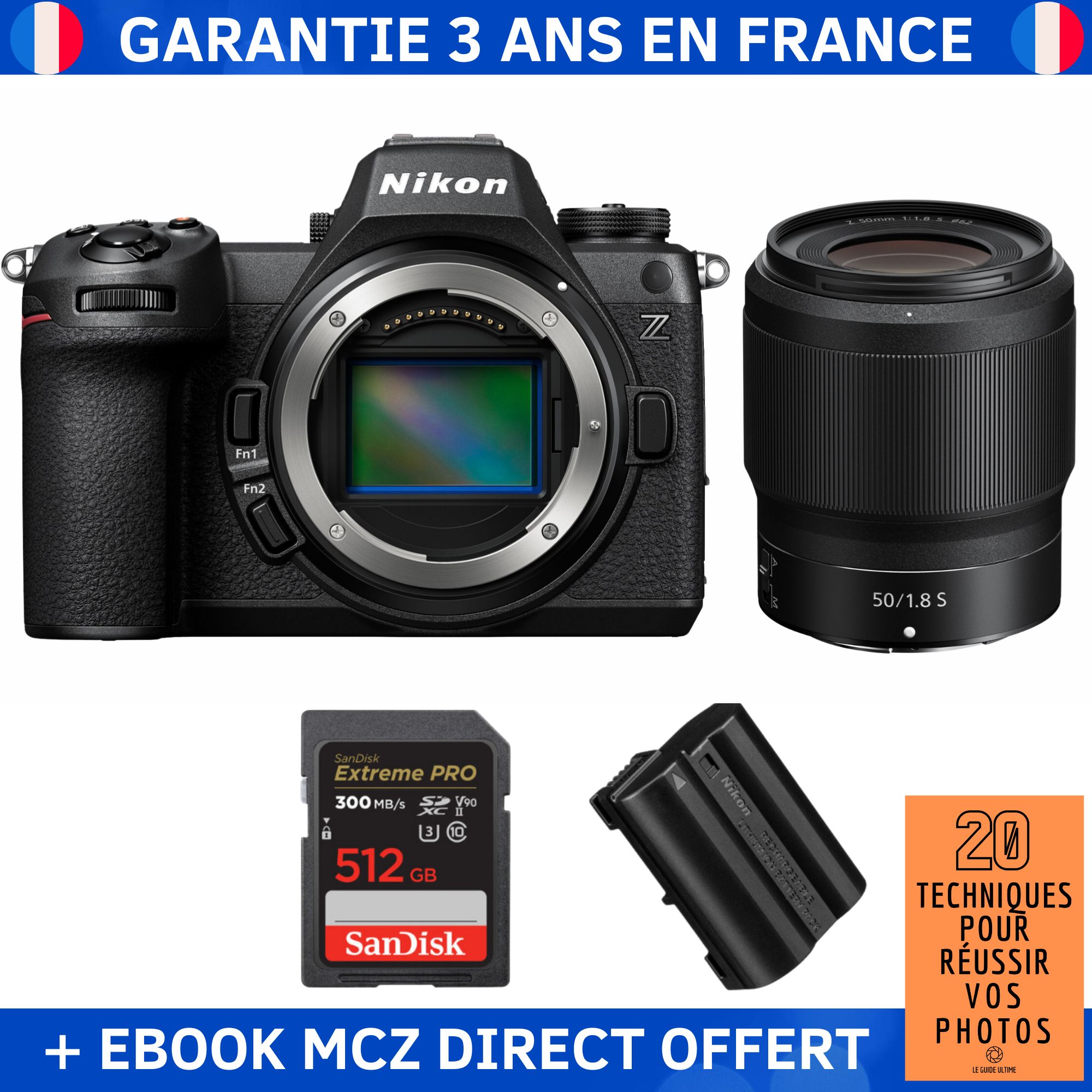 Nikon Z6 III + Z 50mm f1.8 + 1 SanDisk Extreme PRO UHS II SDXC 300 MB/ + 1 Nikon EN EL15c + Ebook '20 Techniques pour Réussir vos Photos' Appareil Photo Hybride Nikon - vue 3