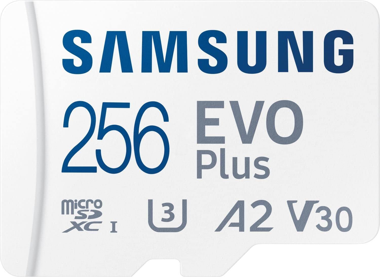 Carte mémoire micro SD Evo Plus 256 Go pour smartphones Samsung Galaxy S20, Samsung S20 Ultra, Samsung S20 Plus + chiffon de nettoyage Digi Wipe