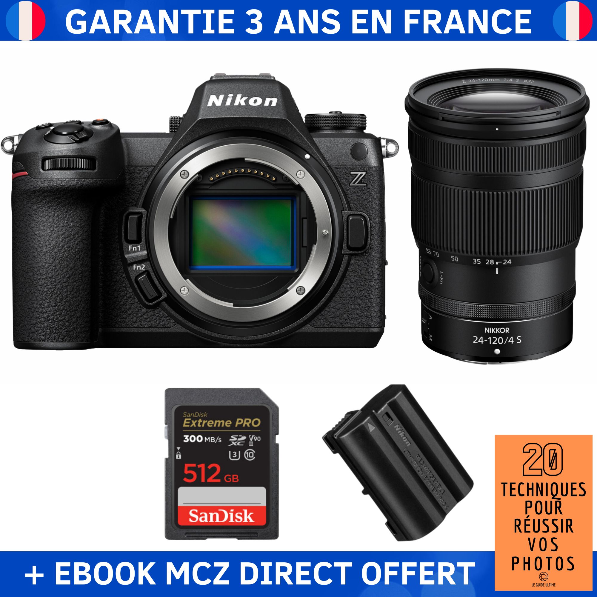 Nikon Z6 III + Z 24 120mm f4 + 1 SanDisk Extreme PRO UHS II SDXC 300 MB/ + 1 Nikon EN EL15c + Ebook '20 Techniques pour Réussir vos Photos' Appareil Photo Hybride Nikon - vue 4