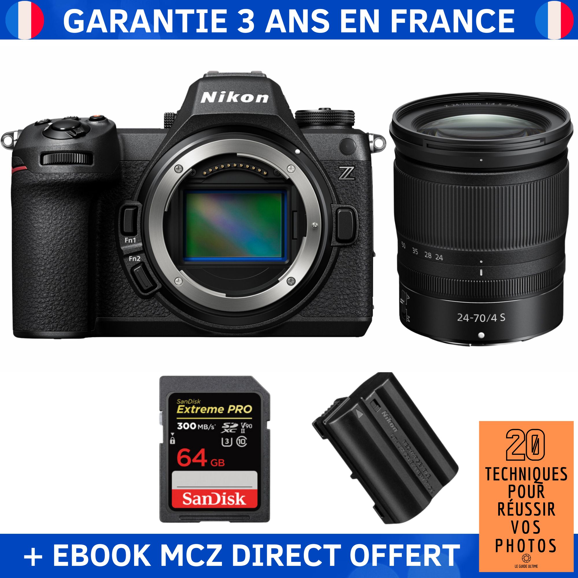 Nikon Z6 III + Z 24 70mm f4 + 1 SanDisk Extreme PRO UHS II SDXC 300 MB/ + 1 Nikon EN EL15c + Ebook '20 Techniques pour Réussir vos Photos' Appareil Photo Hybride Nikon - vue 3