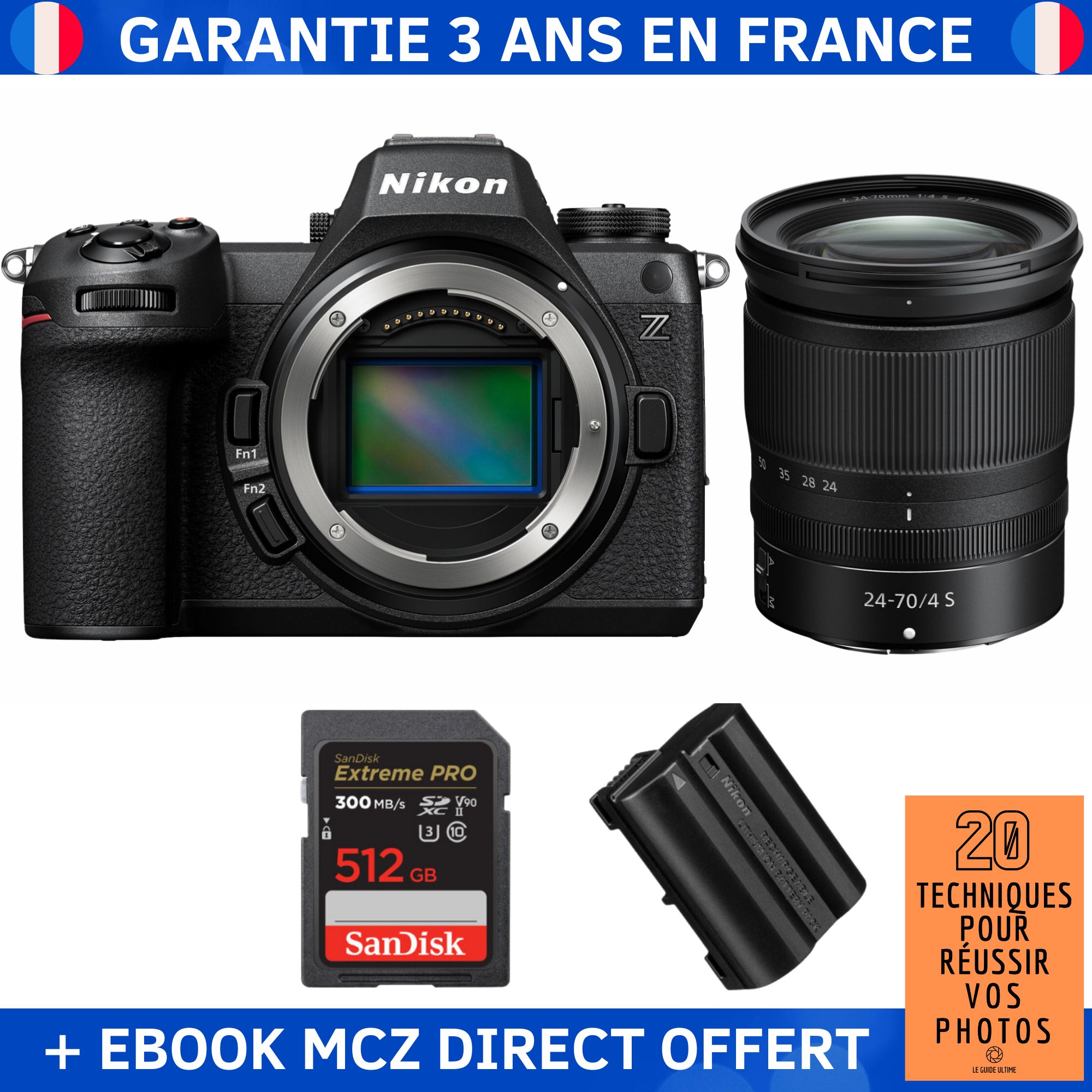 Nikon Z6 III + Z 24 70mm f4 + 1 SanDisk Extreme PRO UHS II SDXC 300 MB/ + 1 Nikon EN EL15c + Ebook '20 Techniques pour Réussir vos Photos' Appareil Photo Hybride Nikon - vue 2
