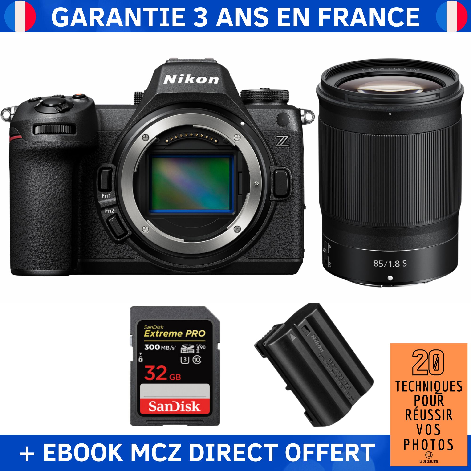Nikon Z6 III + Z 85mm f1.8 + 1 SanDisk Extreme PRO UHS II SDXC 300 MB/ + 1 Nikon EN EL15c + Ebook '20 Techniques pour Réussir vos Photos' Appareil Photo Hybride Nikon - vue 3