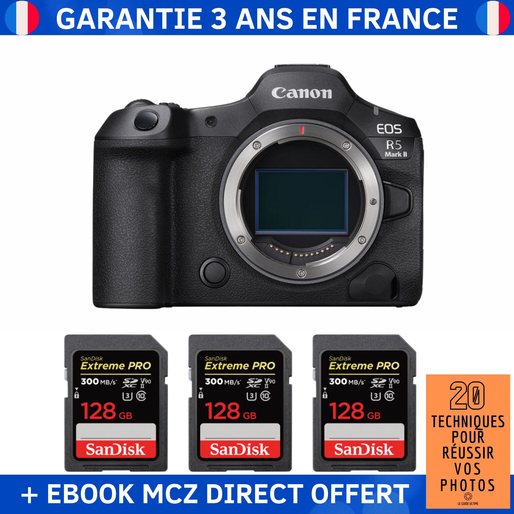 Canon EOS R5 Mark II + 3 SanDisk Extreme PRO UHS II SDXC 300 MB/ + Ebook '20 Techniques pour Réussir vos Photos' Appareil Photo Hybride Canon - vue 4