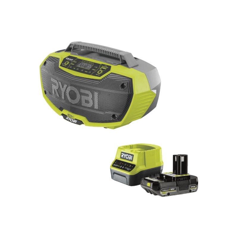 Pack RYOBI Radio d'atelier R18RH 0 18V One+ 1 batterie 2.0Ah 1 chargeur rapide RC18120 120