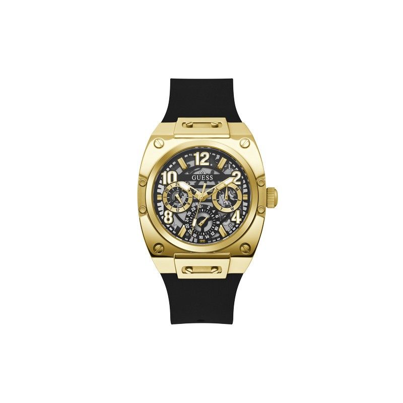 Guess Prodigy Montre Homme Multifonction Acier Doré Silicone Gw0569g2