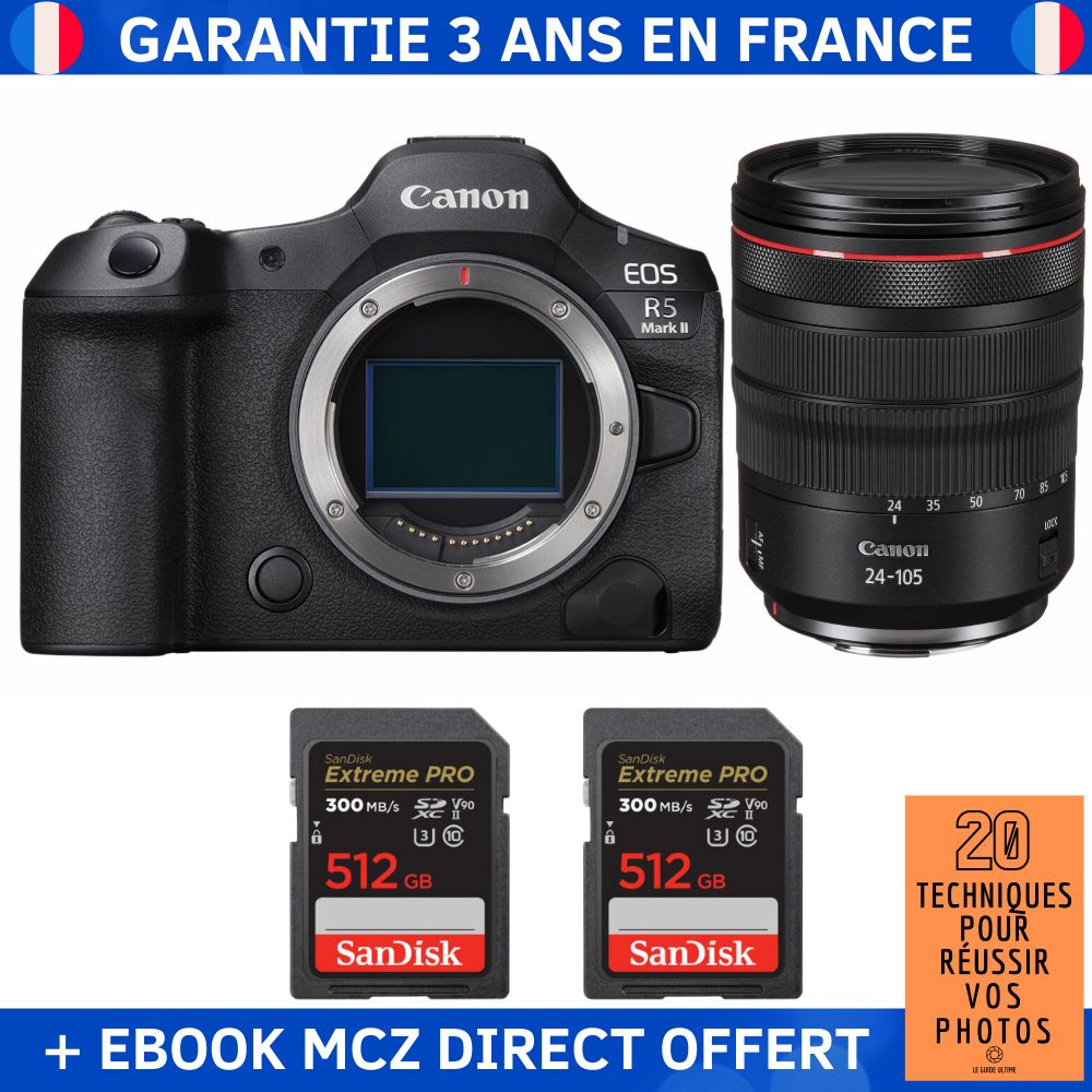 Canon EOS R5 Mark II + RF 24 105mm f4 IS USM + 2 SanDisk Extreme PRO UHS II SDXC 300 MB/ + Ebook '20 Techniques pour Réussir vos Photos' Appareil Photo Hybride Canon - vue 6