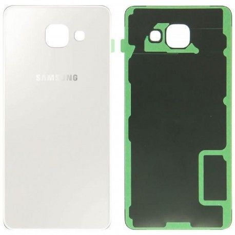 Vitre Arrière Coque Batterie Pour Samsung A7 2016 (A710f) Blanc/White Logo+Adhésif