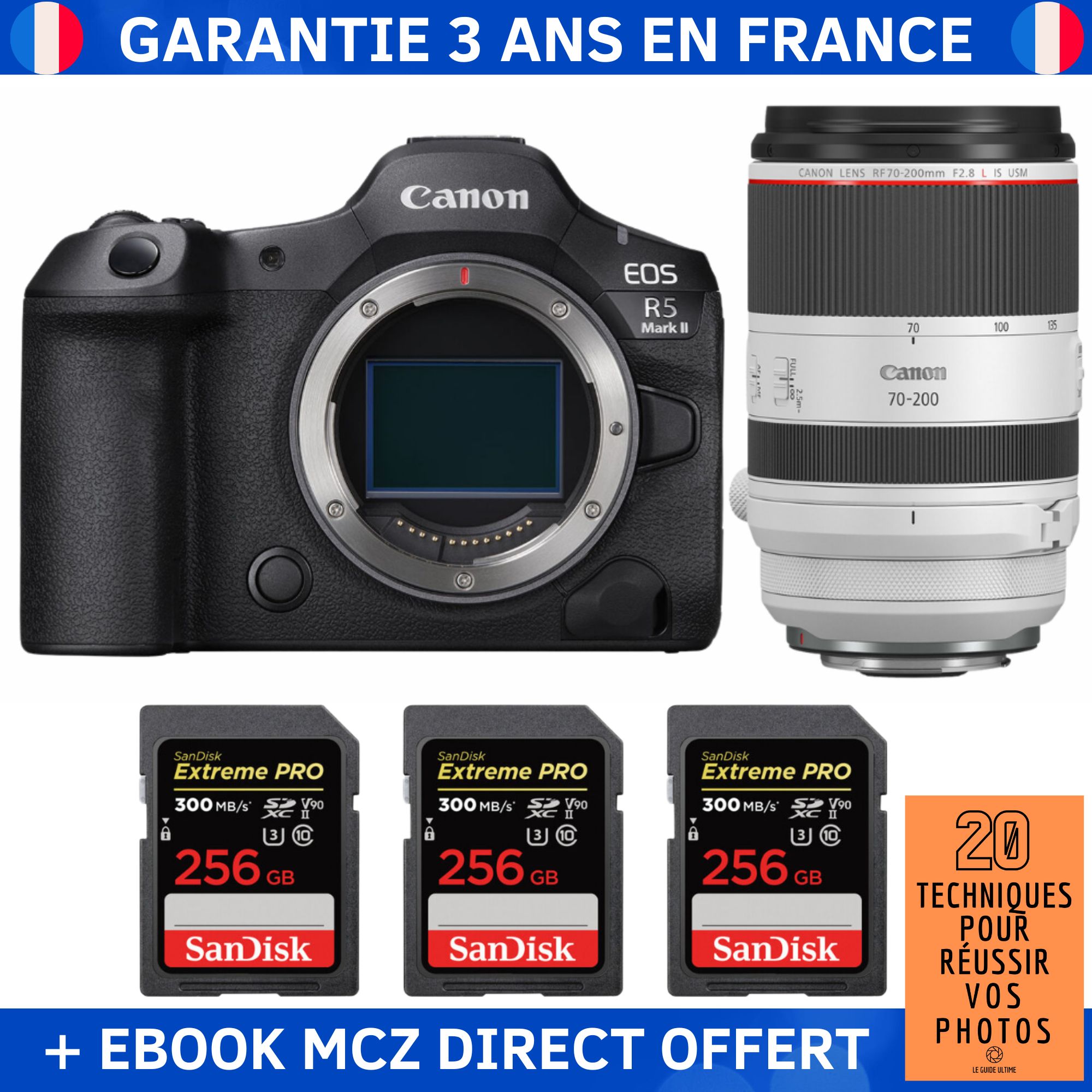 Canon EOS R5 Mark II + RF 70 200mm f2.8 IS USM + 3 SanDisk Extreme PRO UHS II SDXC 300 MB/ + Ebook '20 Techniques pour Réussir vos Photos' Appareil Photo Hybride Canon - vue 5