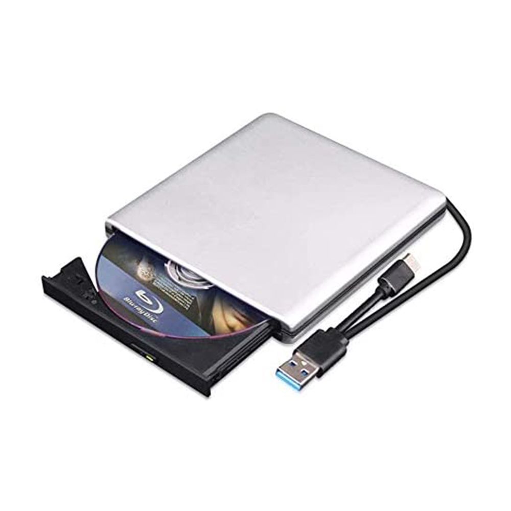 Lecteur DVD Externe 3D, USB 2.0 et Type-C Lecteur CD DVD Lecteur Optique Portable Mince pour MacBook OS Windows xp/7/8/10, PC Portable