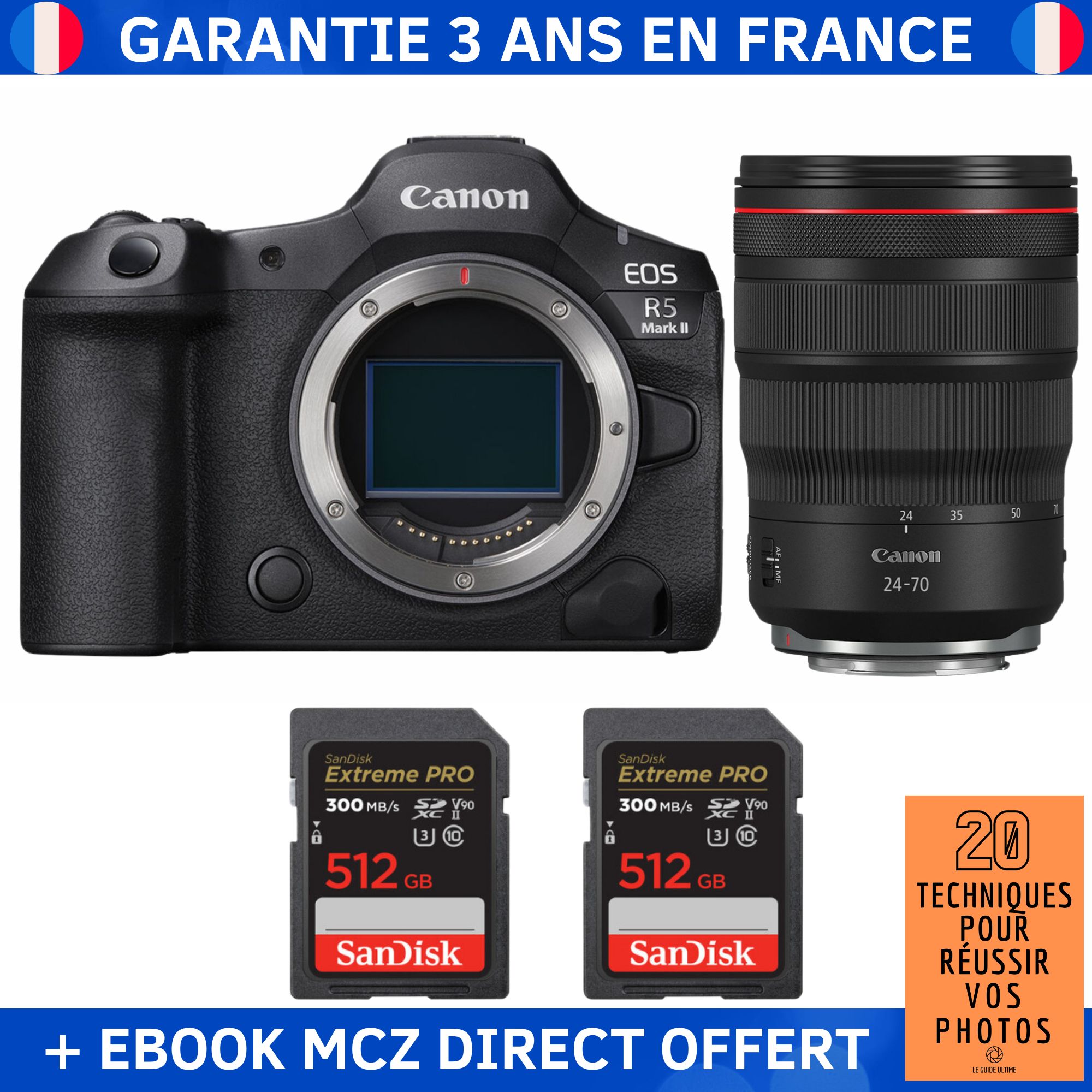 Canon EOS R5 Mark II + RF 24 70mm f2.8 IS USM + 2 SanDisk Extreme PRO UHS II SDXC 300 MB/ + Ebook '20 Techniques pour Réussir vos Photos' Appareil Photo Hybride Canon - vue 4
