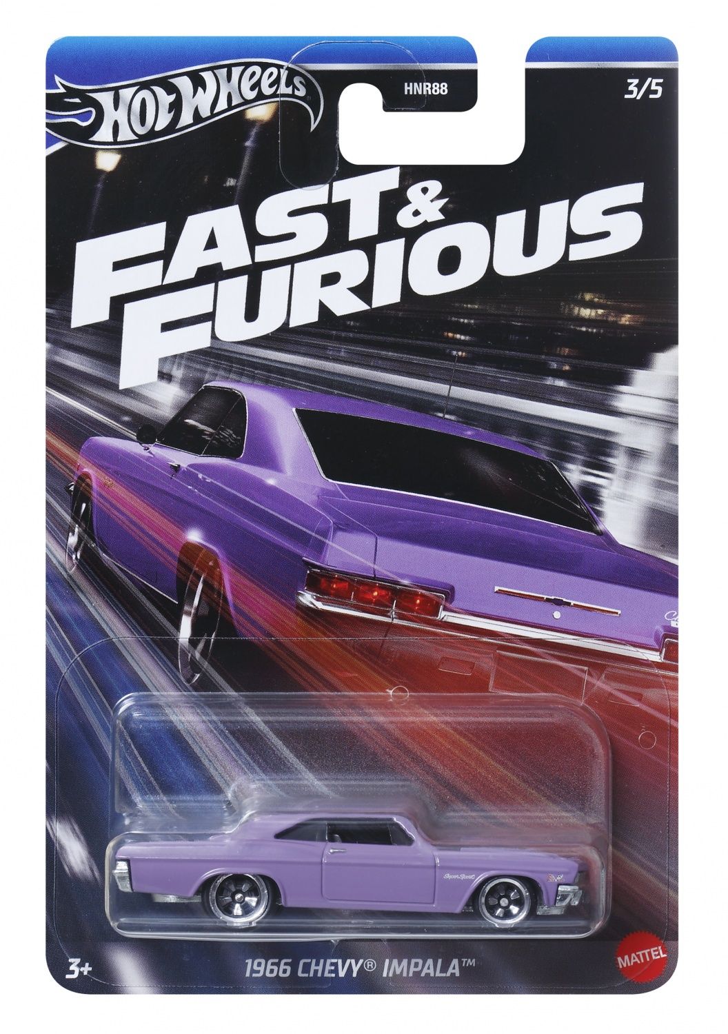 Hot Wheels Fast And Furious Auto 1966 Chevy Impala Modèle Die Cast Échelle 1:64 Longueur 7cm HRW53