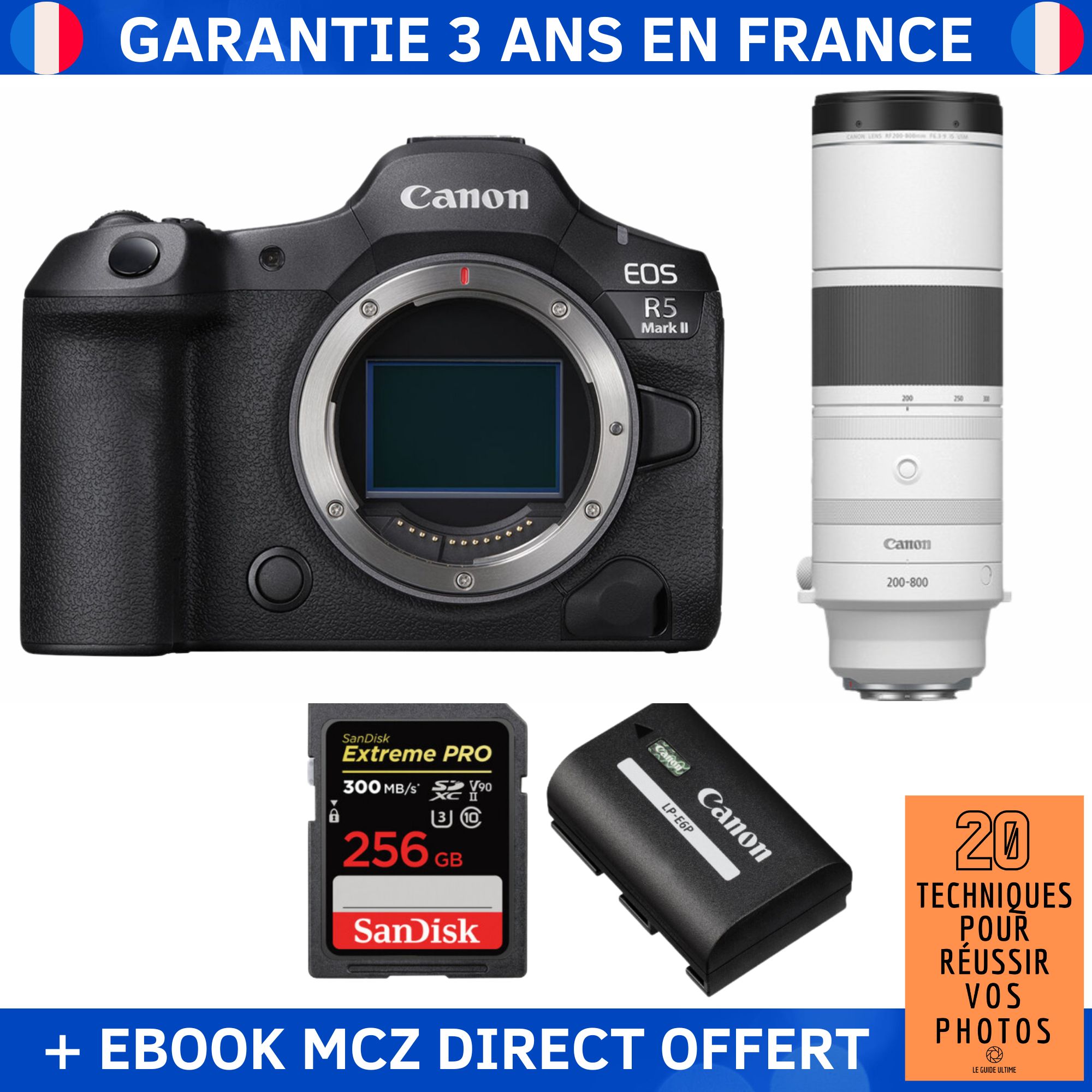 Canon EOS R5 Mark II + RF 200 800mm f6.3 9 IS USM + 1 SanDisk Extreme PRO UHS II SDXC 300 MB/ + 1 Canon LP E6P + Ebook '20 Techniques pour Réussir vos Photos' Appareil Photo Hybride Canon - vue 5