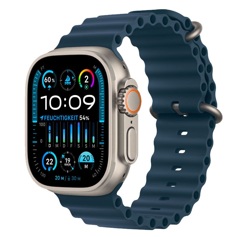 Apple Watch Ultra 2 GPS + Cellular - Boîtier Titane 49 mm - Bracelet Bleu Océan