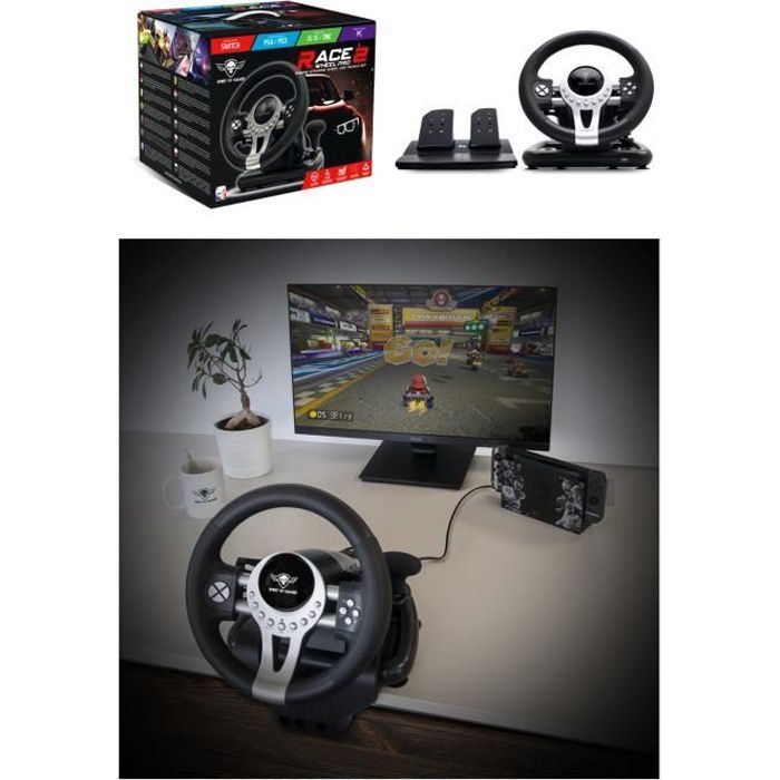 Volant Et Pédales De Jeu Vidéo Race Pro Wheel 2 Compatible Xbox Séries X|S Ps4 Ps3 Switch Pc Spirit Of Gamer.+ Souris Sf Porsche