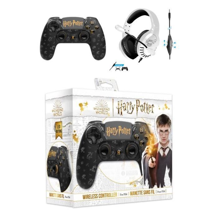 Manette Ps4 Bluetooth Harry Potter Lumineuse 3.5 Jack + Casque Spirit Of Gamer Pro H3 Ps4 Ps5 Playstation