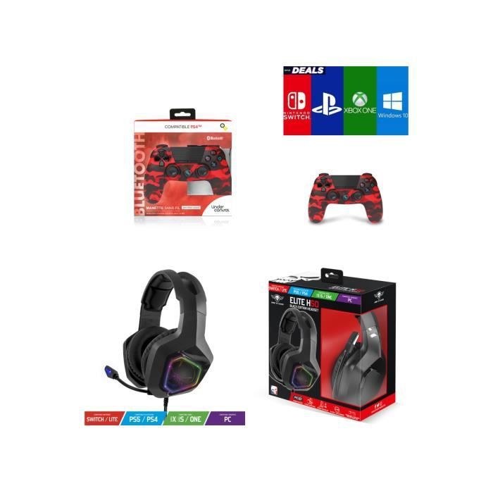 Pack Manette Ps4 Manette Bluetooth 3.5 Jack + Casque Gamer Pro Eh50bk Ps4 Ps5 Playstation