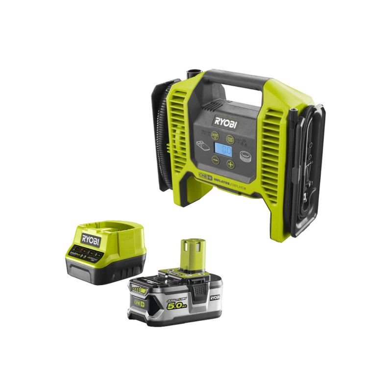 Pack RYOBI gonfleur compresseur 18V R18MI 0 1 batterie 5.0Ah 1 chargeur rapide RC18120 150