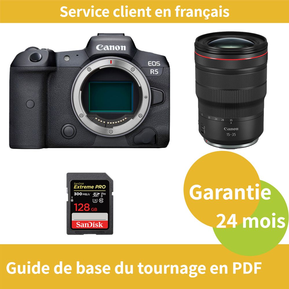 Canon EOS R5 Caméra+Canon Objectif RF 15 35MM F2.8 IS USM+SanDisk Extreme PRO carte SDXC UHS II
