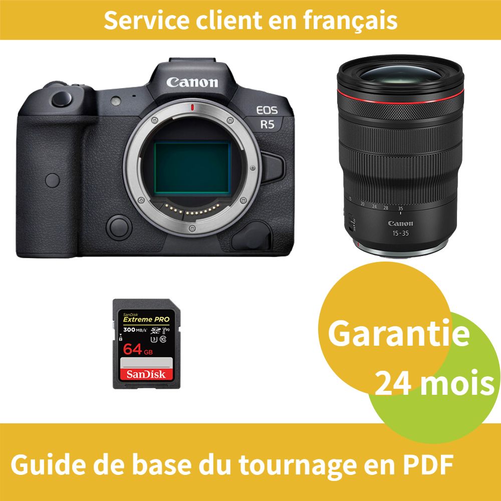 Canon EOS R5 Caméra+Canon Objectif RF 15 35MM F2.8 IS USM+SanDisk Extreme PRO carte SDXC UHS II - vue 2