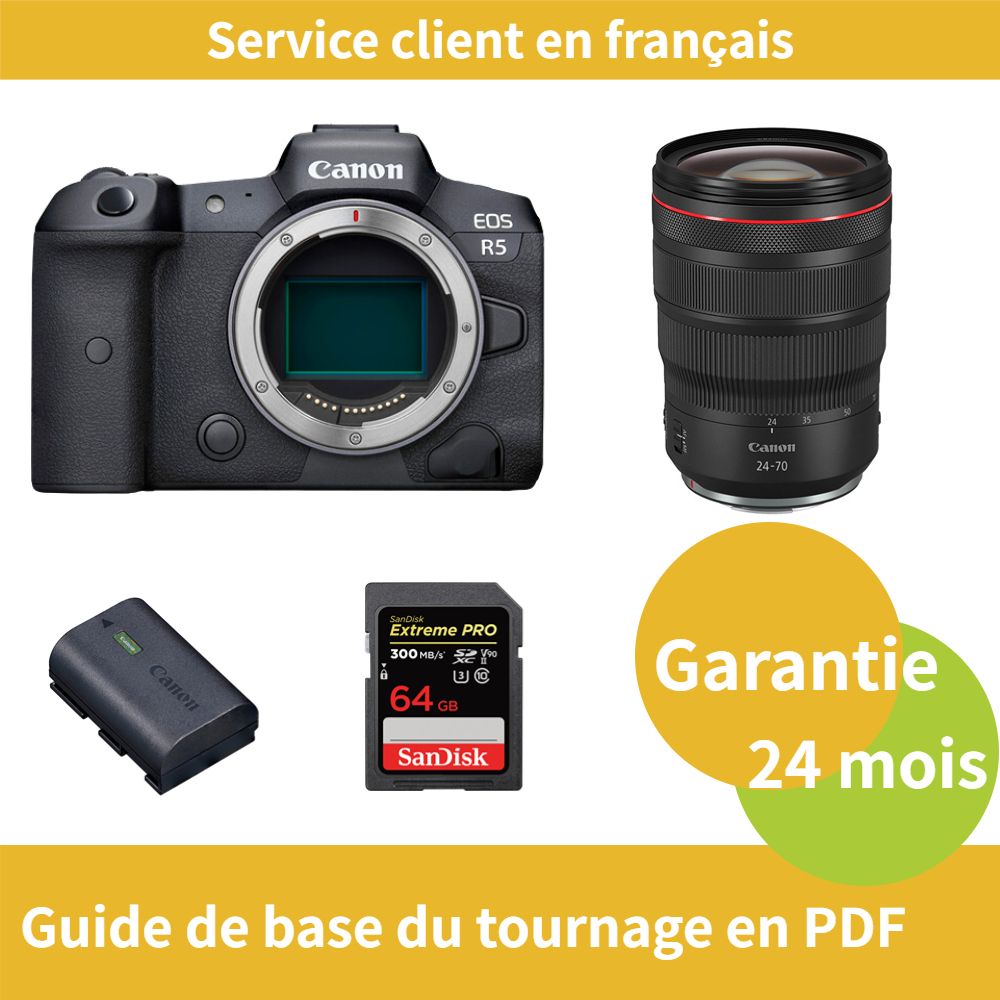 Canon EOS R5 Caméra+Canon Objectif RF24 70MM F2.8 IS USM +Canon batterie LP E6NH Officielle+SanDisk Extreme PRO carte SDXC UHS II - vue 2