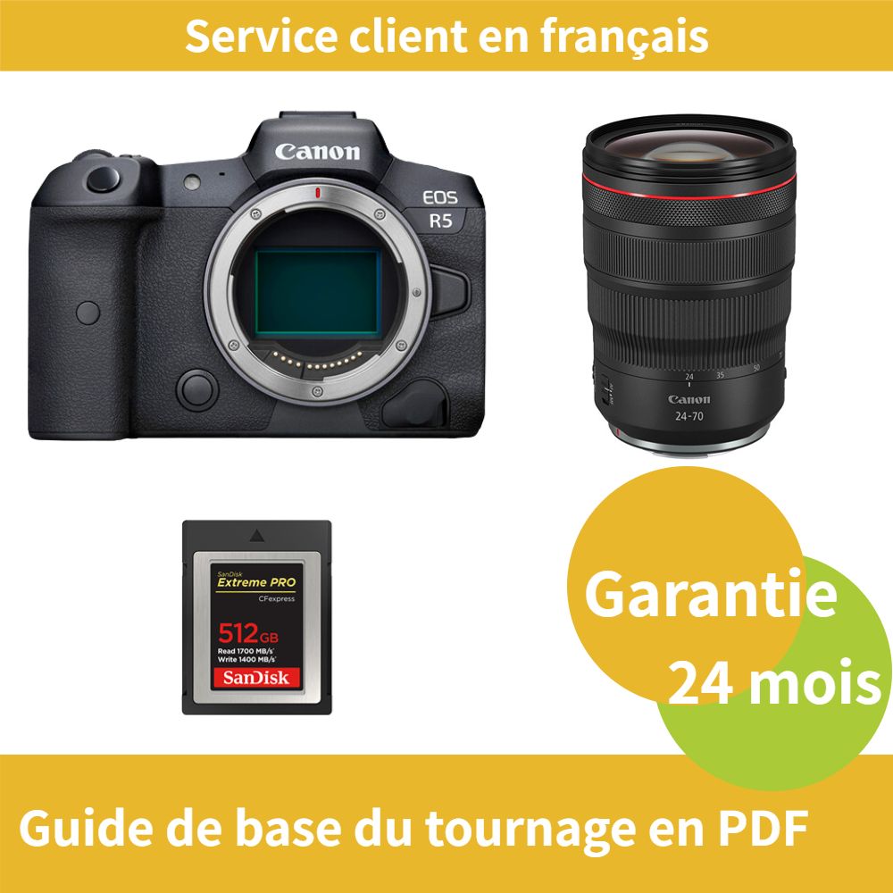 Canon EOS R5 Caméra+Canon Objectif RF24 70MM F2.8 IS USM +SanDisk Extreme SD card PRO CFexpress Type B - vue 3
