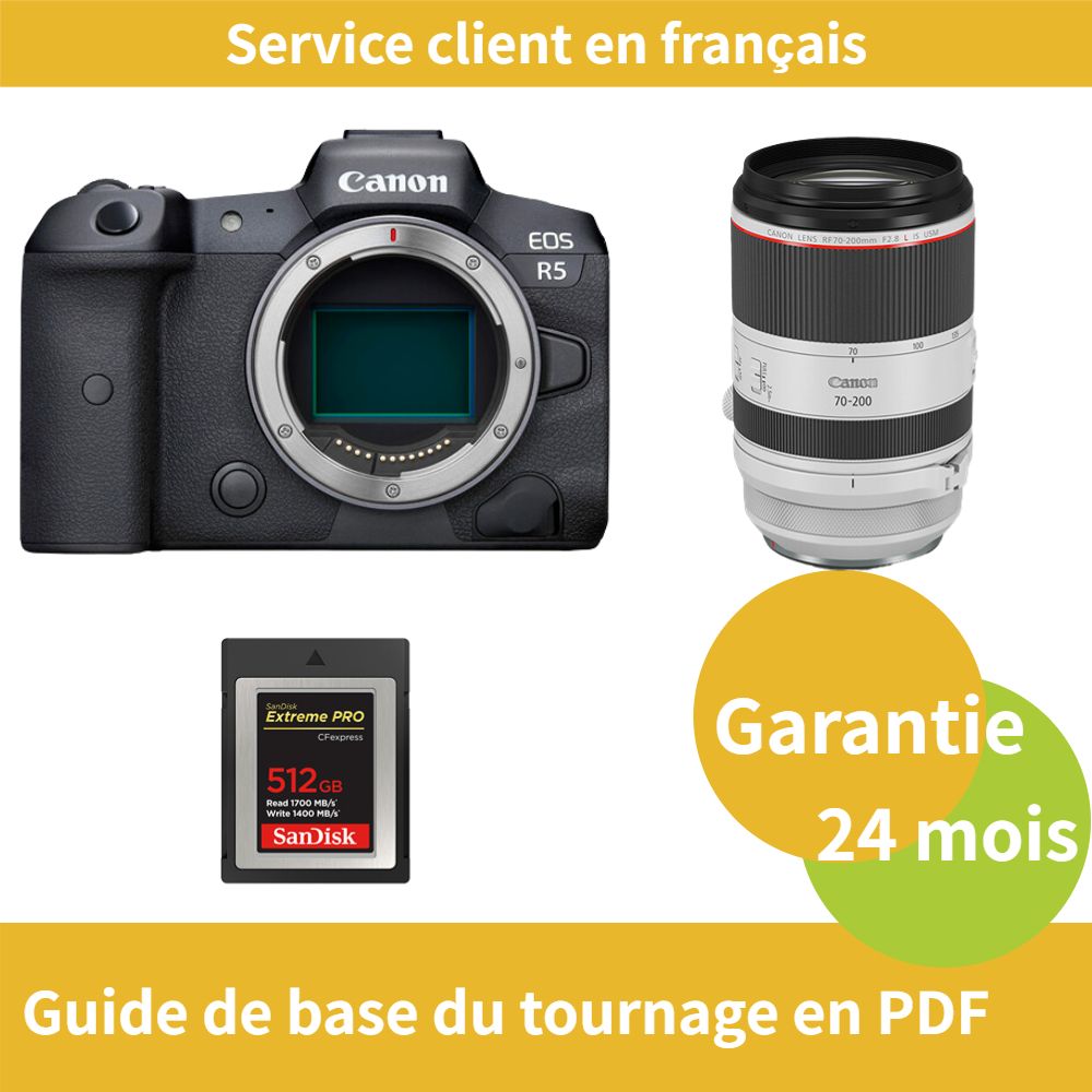 Canon EOS R5 Caméra+CANON Objectif RF 70 200mm f2.8 IS USM+SanDisk Extreme SD card PRO CFexpress Type B - vue 3