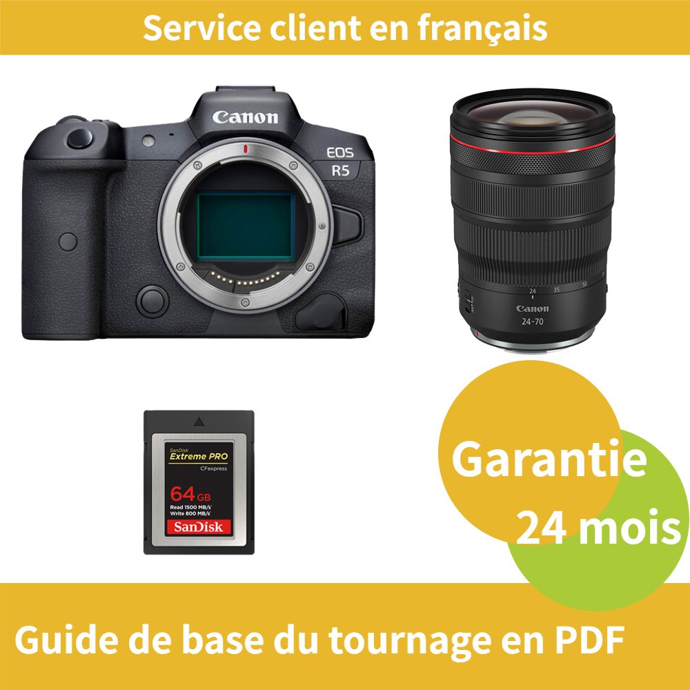 Canon EOS R5 Caméra+Canon Objectif RF24 70MM F2.8 IS USM +SanDisk Extreme SD card PRO CFexpress Type B