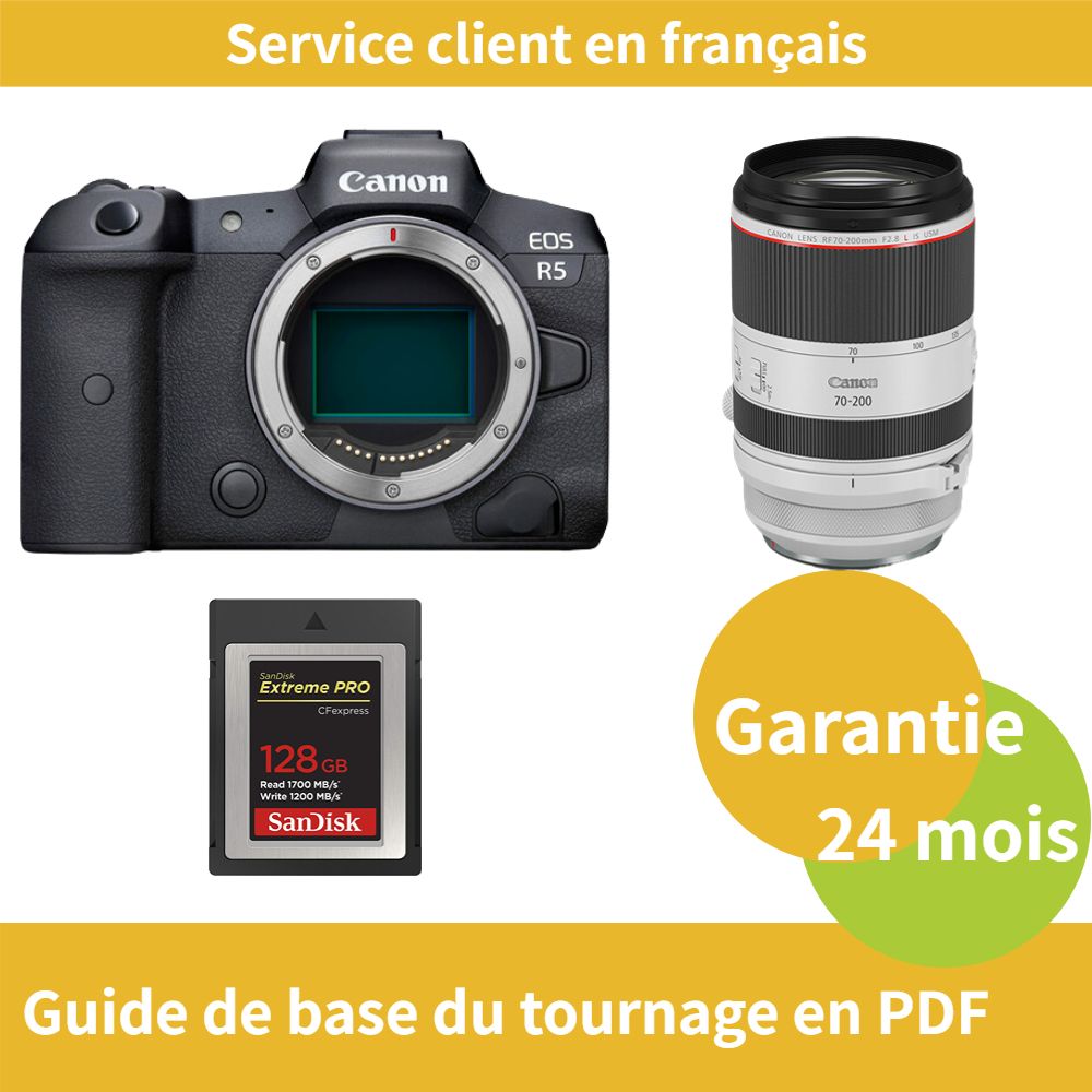 Canon EOS R5 Caméra+CANON Objectif RF 70 200mm f2.8 IS USM+SanDisk Extreme SD card PRO CFexpress Type B - vue 2